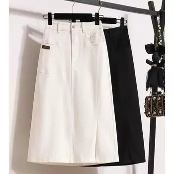 DIMANAF 2024, весенняя женская юбка больших размеров, свободная эластичная модная повседневная длинная юбка трапециевидной формы, белая элегантная плиссированная юбка XL чёрный