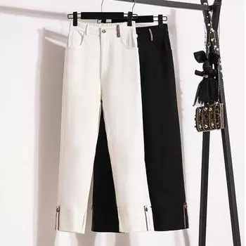 Dimanaf 2024 весна лето большие размеры длинные брюки женские хлопковые свободные повседневные эластичные однотонные базовые брюки брюки