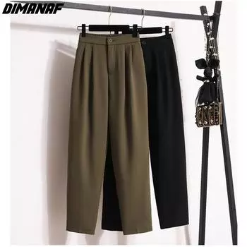 DIMANAF 2024, весна-лето, новые женские длинные брюки больших размеров, офисные женские брюки, повседневные свободные модные брюки, однотонные брюки