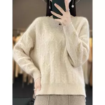 DIMANAF 2024 Winter Solid Autumn Women Sweaters Knitting Casual Style O-Neck Loose Pullover Sweater