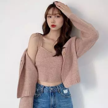 DIMANAF 2024 Winter Two-Piece Tops Autumn Women Solid O-Neck Sweaters Knitting Basic Style Loose Pullover Sweater