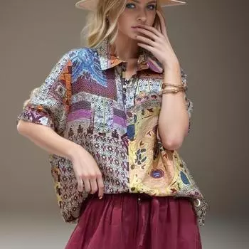 DIMANAF 2024, женская блузка больших размеров, женские льняные пуговицы, тонкие цветочные прозрачные свободные топы с рукавами «летучая мышь» и футболки