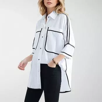 DIMANAF 2024, женская блузка больших размеров, рубашки, летние офисные топы, туника, большие размеры, хлопковая свободная повседневная женская одежда, новинка M слоновая кость