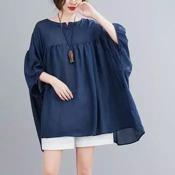 DIMANAF 2024, женская футболка больших размеров с принтом, лоскутные топы с круглым вырезом, свободные летние футболки 2024, новые однотонные футболки синего цвета One Size белый