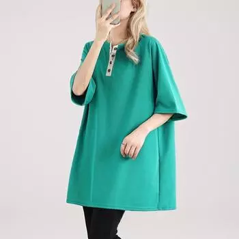 Dimanaf 2024 женская футболка больших размеров, повседневная однотонная свободная футболка с коротким рукавом, большие размеры, летние новые базовые винтажные топы