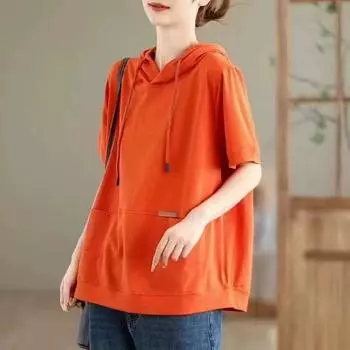 Dimanaf 2024 Женская футболка шляпа Базовый женский однотонный O-образный вырез хлопковый свободный короткий рукав топы и футболки