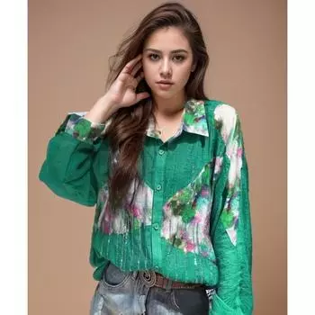 DIMANAF 2024 женская футболка женская льняная блузка на пуговицах с длинным рукавом тонкий цветок прозрачный свободный короткий рукав топы и футболки