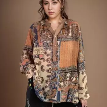 DIMANAF 2024 женская футболка женская льняная блузка на пуговицах с длинным рукавом тонкий цветок прозрачные свободные топы и футболки