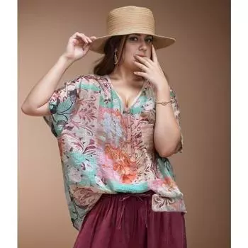 DIMANAF 2024 женская футболка женская льняная блузка на пуговицах с тонким цветком прозрачные свободные топы и футболки с короткими рукавами и круглым вырезом