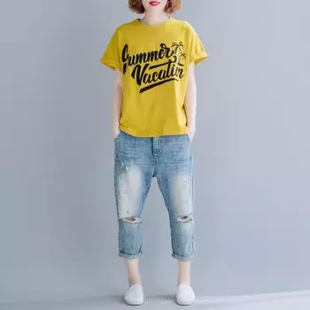 DIMANAF 2024 женская футболка женская однотонная эластичная летучая мышь хлопок свободные топы с коротким рукавом с круглым вырезом и футболки желтый