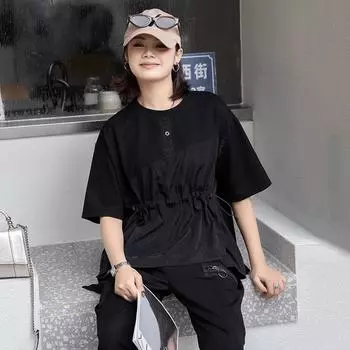 DIMANAF 2024 Женская футболка Женские однотонные эластичные хлопковые свободные топы с круглым вырезом с короткими рукавами и футболки белого цвета