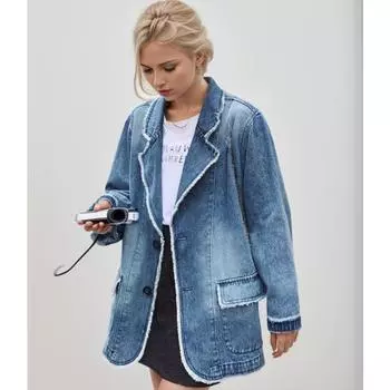 DIMANAF 2024, женская куртка больших размеров, джинсовое пальто, кардиган на пуговицах с кисточками и карманами, женское свободное пальто большого размера, осенне-зимнее пальто