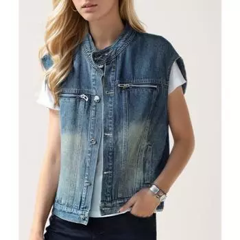 DIMANAF 2024 женская куртка джинсовое пальто на пуговицах однотонный жилет с карманами женское свободное осенне-зимнее короткое пальто