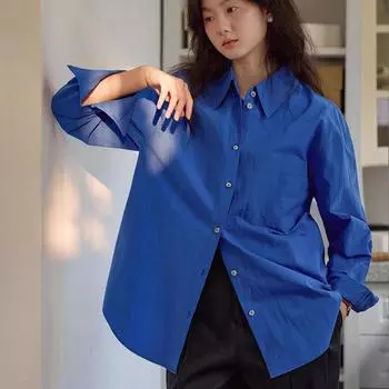 DIMANAF 2024 Женская летняя блузка, рубашка, свободные однотонные повседневные базовые женские футболки, синие топы