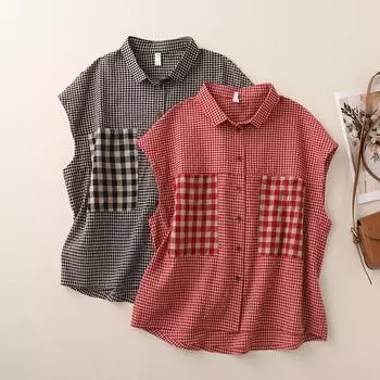 DIMANAF 2024, женская летняя футболка больших размеров, женские клетчатые эластичные хлопковые свободные топы и футболки с круглым вырезом, винтажная футболка