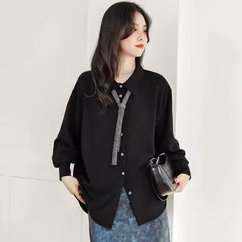 DIMANAF 2024, женская летняя новая блузка больших размеров, модная рубашка, свободные однотонные базовые женские повседневные черные винтажные футболки, топы