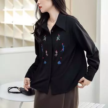 DIMANAF 2024, женская летняя новая блузка больших размеров, модная рубашка, свободные однотонные базовые женские повседневные винтажные футболки с вышивкой, топы