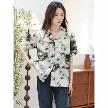 DIMANAF 2024, женская новая летняя повседневная блузка больших размеров, винтажная рубашка с коротким рукавом, свободные женские тонкие топы, футболки