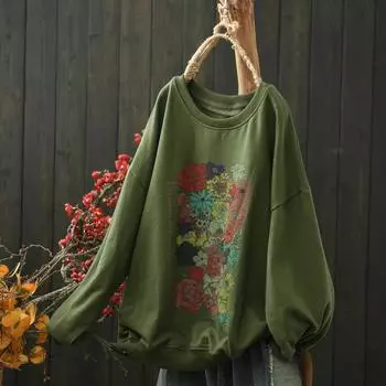 Dimanaf 2024 Женская рубашка с принтом из хлопка с длинным рукавом, осенняя толстовка, футболка, модные узоры, топы, футболки, свободная рубашка