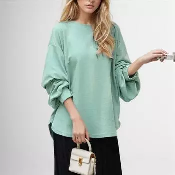 Dimanaf 2024 женские весенние толстовки с длинными рукавами, однотонный пуловер, повседневный стиль, хлопковые, черные, белые, новые футболки оверсайз