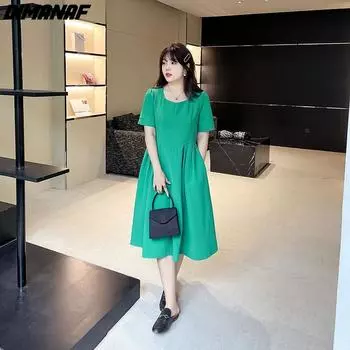 DIMANAF 2024, женское летнее базовое платье-рубашка большого размера с высокой талией, повседневное платье, однотонные элегантные свободные платья