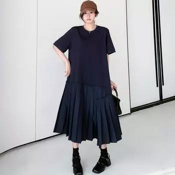 DIMANAF 2024, женское летнее платье-футболка с короткими рукавами больших размеров, повседневное базовое хлопковое винтажное свободное платье трапециевидной формы миди