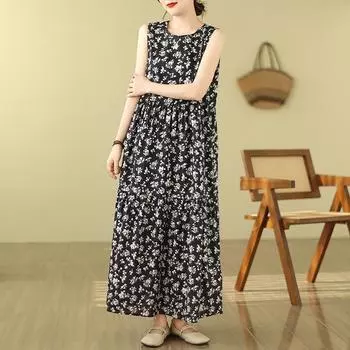 DIMANAF 2024, женское летнее пляжное платье больших размеров, женское длинное платье без рукавов, повседневный большой свободный сарафан 91664