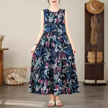 DIMANAF 2024, женское летнее пляжное платье больших размеров, женское длинное платье без рукавов, повседневный большой свободный сарафан 91700