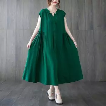 DIMANAF 2024, женское летнее пляжное платье больших размеров, женское длинное платье без рукавов, повседневный большой свободный сарафан 91207