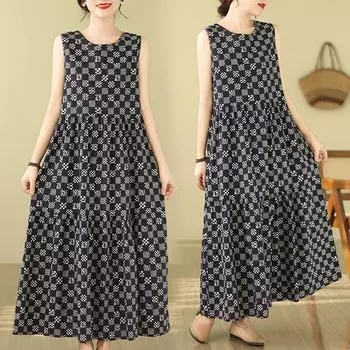 DIMANAF 2024, женское летнее пляжное платье больших размеров, женское длинное платье без рукавов, повседневный большой свободный сарафан 91653