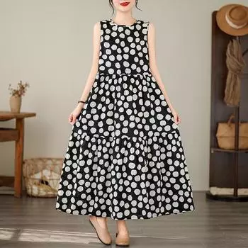 DIMANAF 2024, женское летнее пляжное платье больших размеров, женское длинное платье без рукавов, повседневный большой свободный сарафан 91697