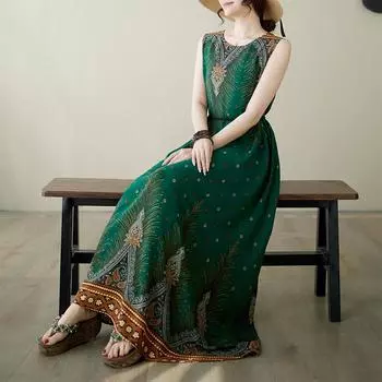 DIMANAF 2024, женское летнее пляжное платье больших размеров, женское длинное платье без рукавов, повседневный большой свободный сарафан 9903