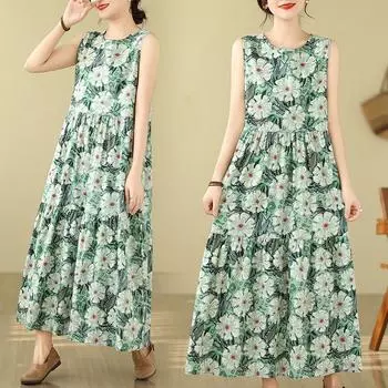 DIMANAF 2024, женское летнее пляжное платье больших размеров, женское длинное платье без рукавов, повседневный большой свободный сарафан 91654