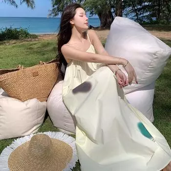 DIMANAF 2024 женское летнее праздничное платье больших размеров женское длинное пляжное платье однотонное повседневное свободное платье без рукавов
