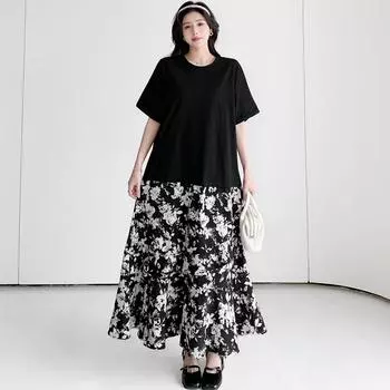 DIMANAF 2024 женское летнее свободное платье больших размеров большого размера, новое базовое длинное платье, хлопковое винтажное женское платье с цветочным принтом