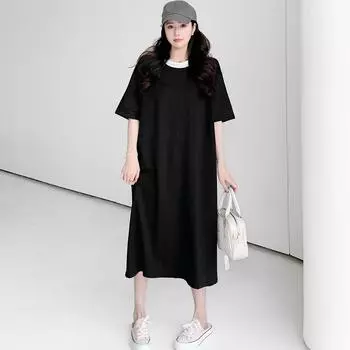 DIMANAF 2024 женское летнее свободное платье больших размеров хлопковое винтажное женское новое мягкое однотонное платье