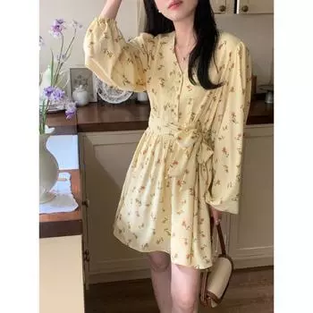 DIMANAF 2024 женское платье больших размеров весна-лето оверсайз свободное платье с рюшами винтажное элегантное женское платье с цветочным принтом