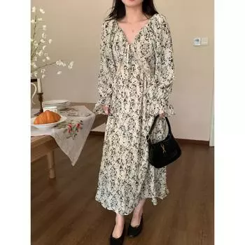 DIMANAF 2024 женское платье больших размеров весна лето оверсайз свободное длинное платье с рюшами винтажное элегантное женское платье из хлопка