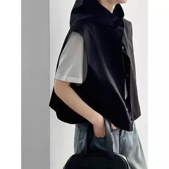 DIMANAF 2024, жилет больших размеров без рукавов, весна-лето, женская однотонная куртка большого размера, базовый повседневный стиль, свободные дизайнерские топы с капюшоном