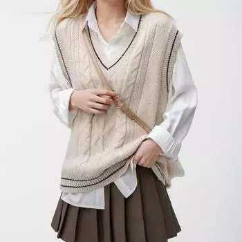 Dimanaf 2024 жилет с v-образным вырезом, осенние женские свитера, вязаный модный базовый повседневный стиль, свободный свитер