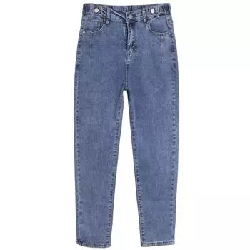 DIMANAF 2024 зимние женские джинсы брюки женские утолщенные теплые эластичные базовые брюки с высокой талией модные новые длинные синие брюки 2XL синий