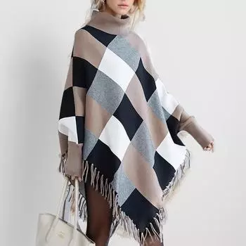 DIMANAF 2024, зимний пуловер больших размеров, клетчатые свитера, осенние женские свитера больших размеров, вязаный свободный свитер