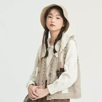 DIMANAF 2025 Autumn Women Sleeveless Buttons Vest Sweaters Style Knitting Casual Loose Short Sweater One Size