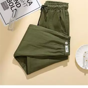 DIMANAF 2025 Большие размеры Весна Женские брюки Модные свободные пэчворк Повседневный стиль Полосатые женские брюки Брюки Зеленые 4XL XXL зелёный