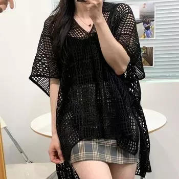 DIMANAF 2025 Футболка большого размера для женщин, трикотажная, с рукавом «летучая мышь», V-образным вырезом, летний стиль, базовые топы, футболки, свободная одежда One Size белый