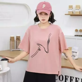 DIMANAF 2025 Летняя футболка с карманом для женщин с принтом бокала вина, асимметричная, с коротким рукавом, свободная, белая One Size