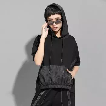 Dimanaf 2025 Лето Плюс Размер Футболка Женская Однотонная Толстовка С Коротким Рукавом Хлопок Свободные Черные Топы Футболки Повседневные M чёрный