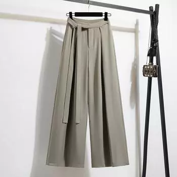 Dimanaf 2025 Лето Плюс Размер Женские Широкие Брюки Базовые Эластичные Брюки Свободные Брюки С Высокой Талией Плиссированные Брюки 5XL L