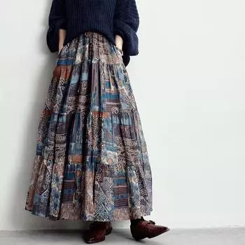 DIMANAF 2025 Лето Женские Новые Юбки Цветочный Ретро Эластичный Элегантный Белый Плиссированные Юбки Высокая Талия One Size