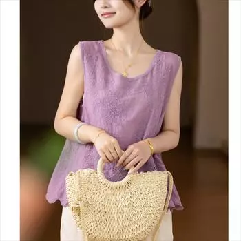 DIMANAF 2025 Новая летняя майка-футболка женская базовая без рукавов белая майка свободная футболка One Size